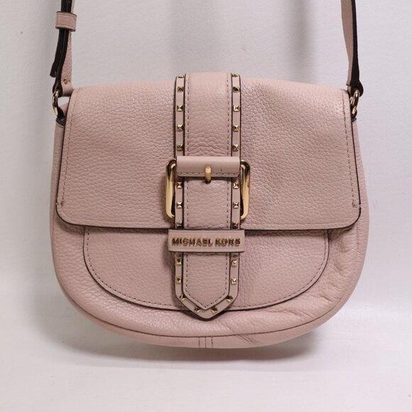 Michael Kors Lilian Crossbody Handbag S Blush Pink Leather Gold Tone Studs Lined - Picture 1 of 16